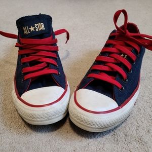 Navy Converse with red Accents Size 7